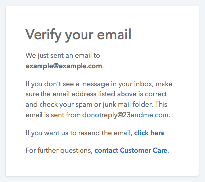 The message asking you to verify your email once you have initiated the creation of a new account