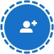 Blue circle with a dotted line around the edge