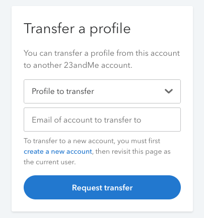 Image shows the Profile Transfer portal